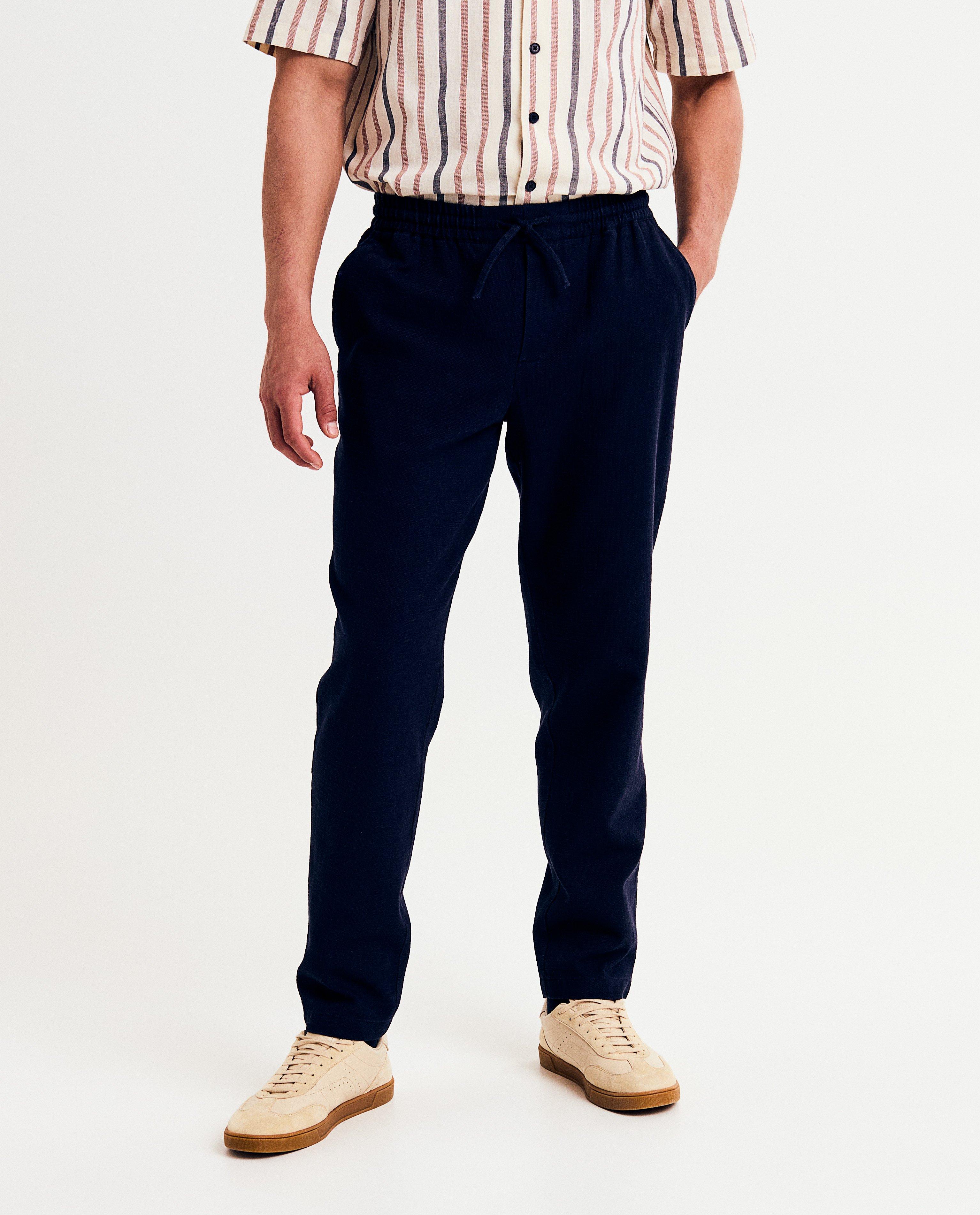 Pantaloni I AM din bumbac organic, S-XXXL albastru închis