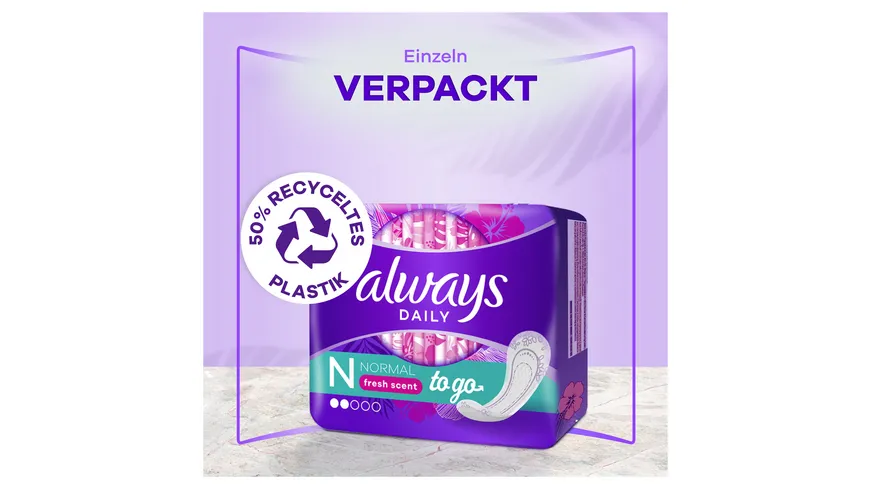 Always Slipeinlagen Normal to go – mit Geruchsneutralisierung