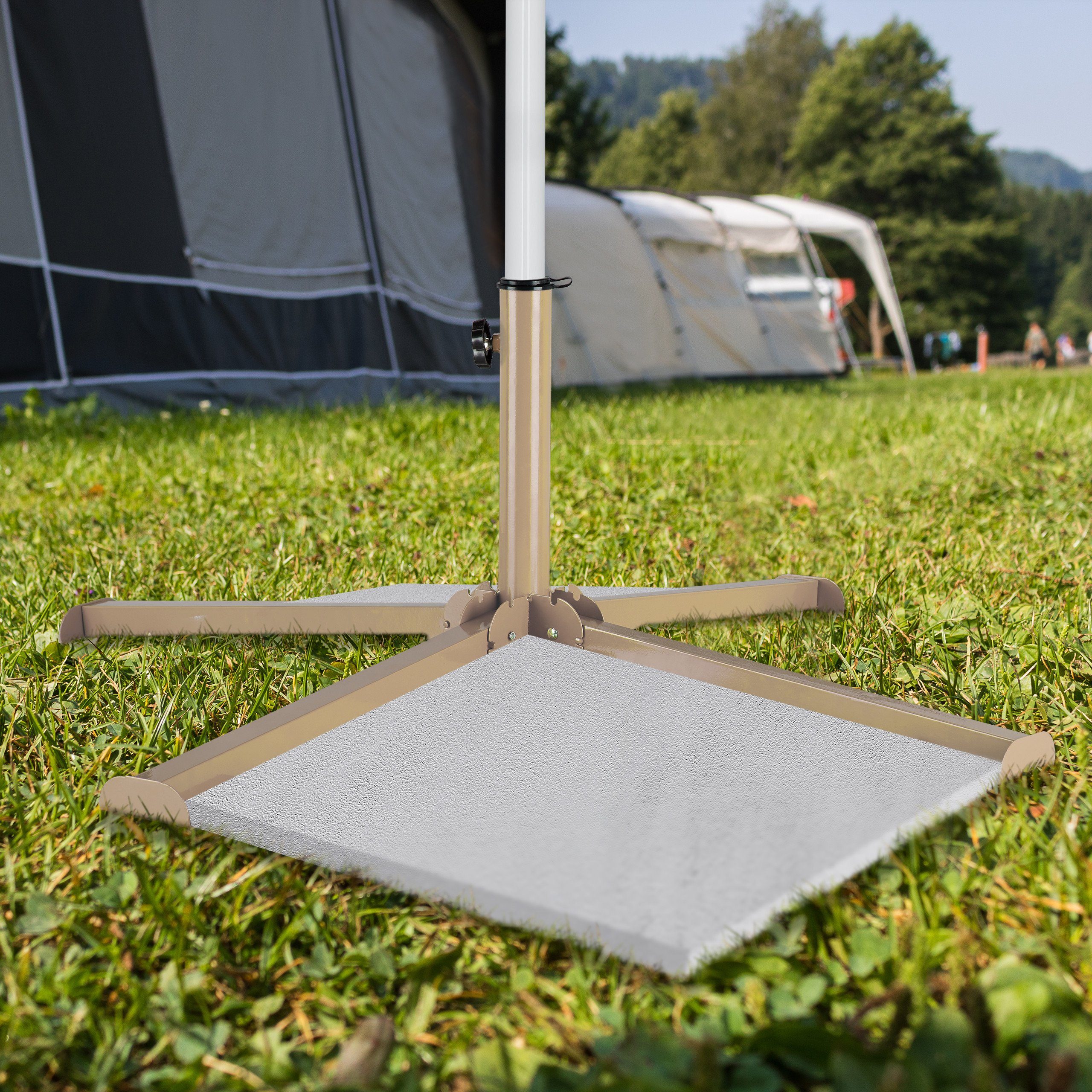relaxdays Plattenständer Platten Sonnenschirmständer braun