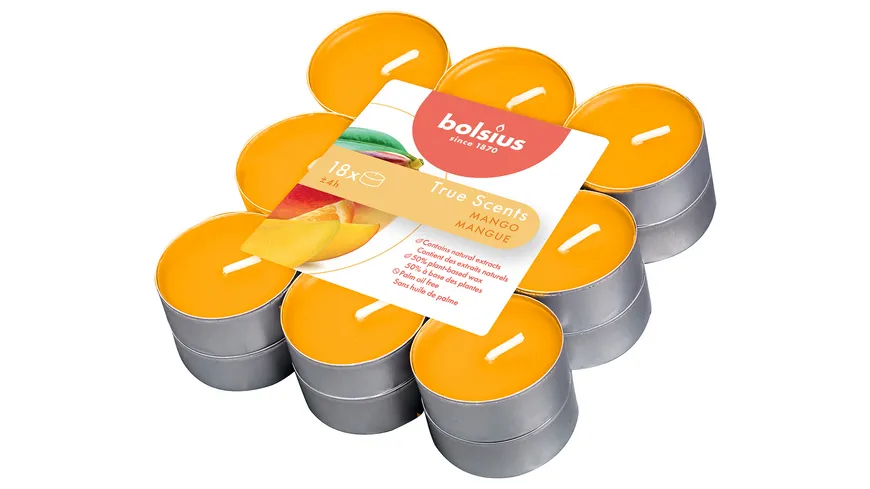 bolsius Duft-Teelichte True Scents 4h 18er Pack Mango Mango
