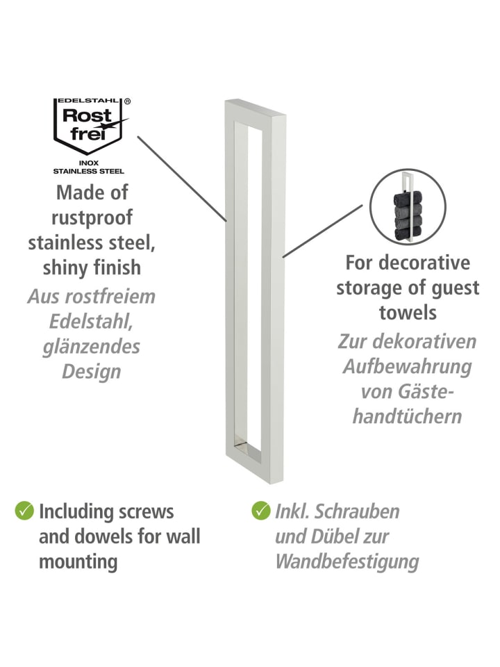 Wenko Edelstahl Handtuchhalter Mod. Reitani, Edelstahl Handtuchhalter Reitani in Glänzend günstig kaufen onesize