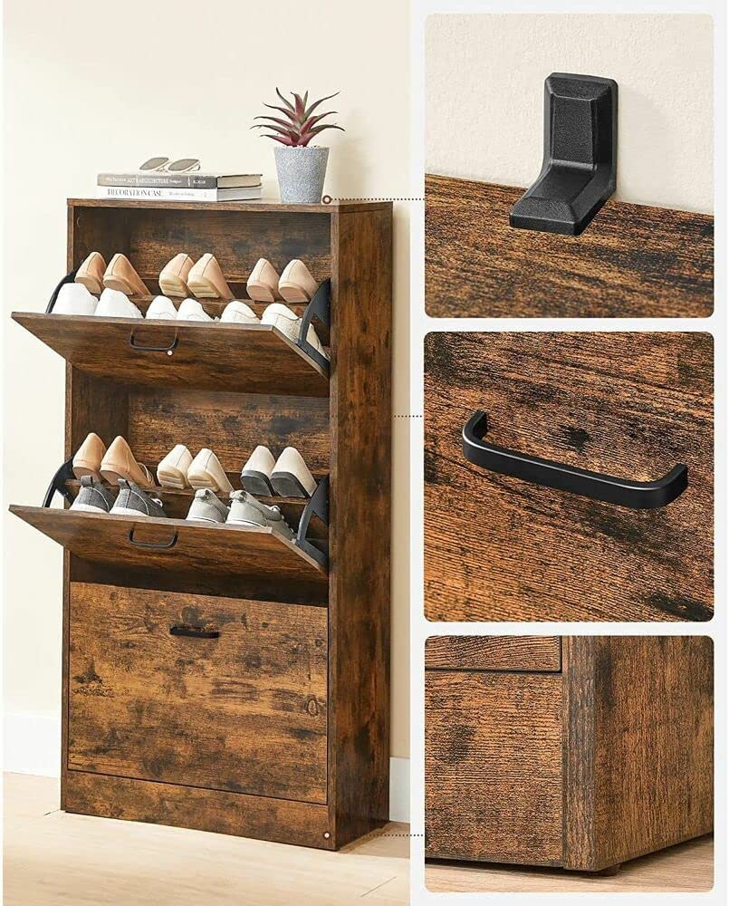 Vasagle Schuhschrank, 60x24x120cm, rustikalbraun