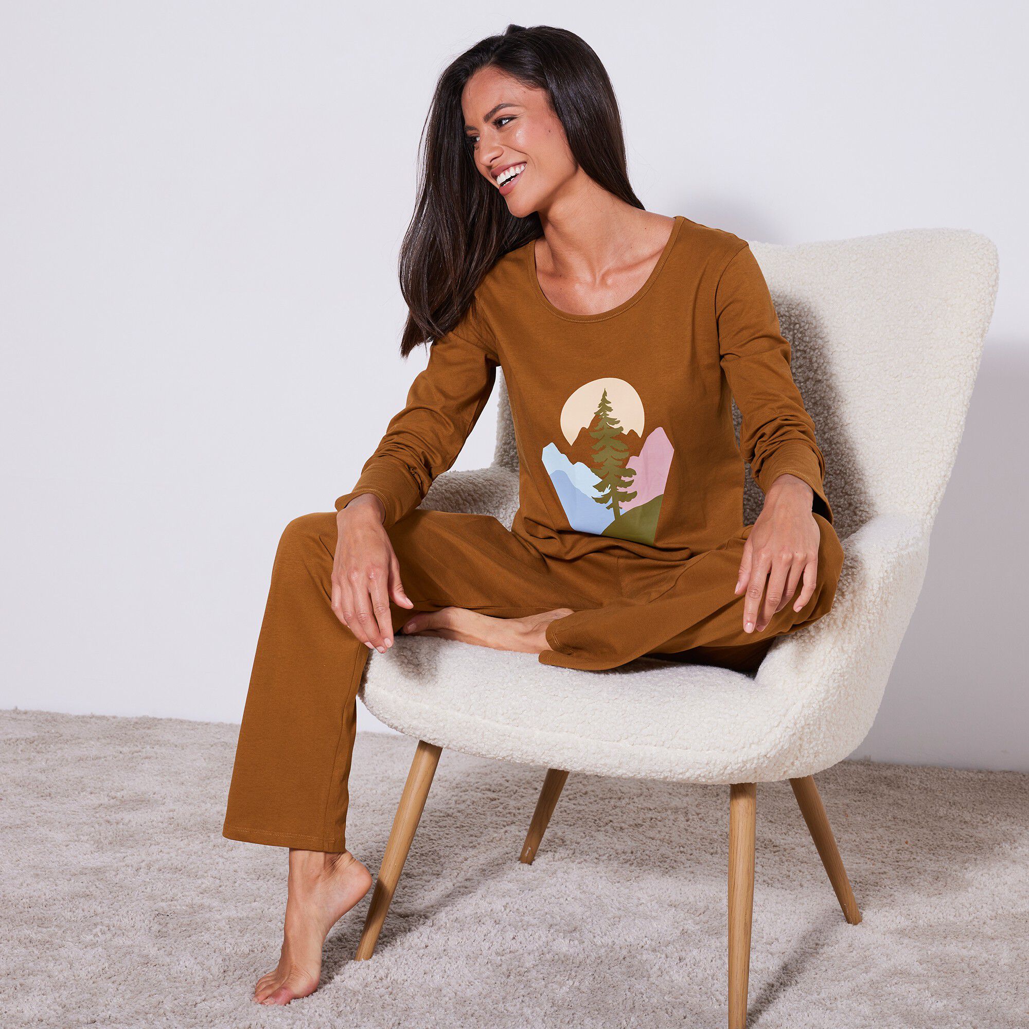 Pyjama manches longues coton imprimé « sapin »