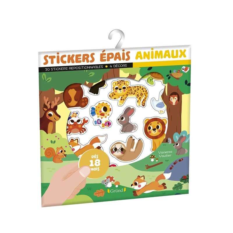Pochette Stickers épais, animaux - Gründ