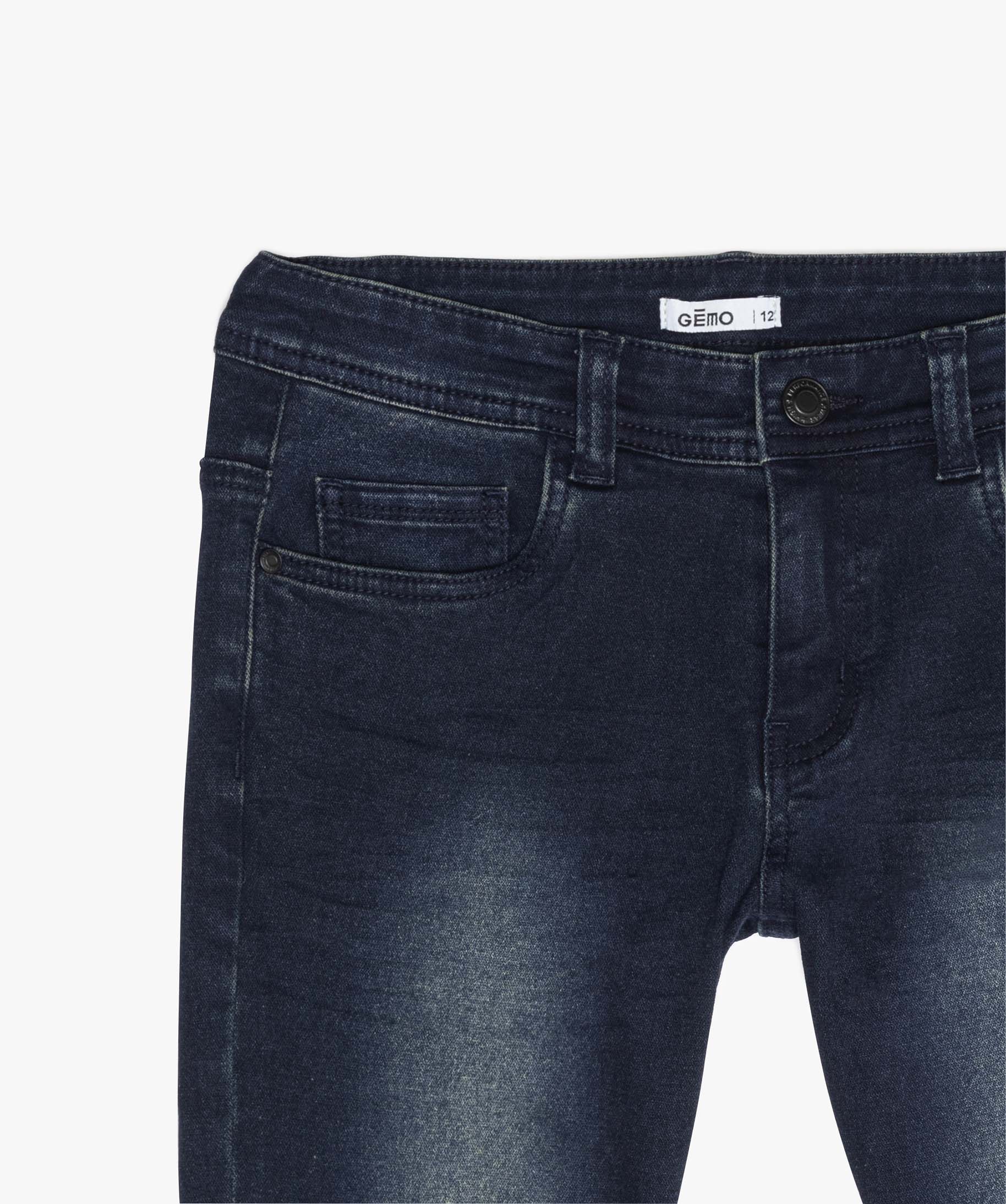 Jean Garçon coupe slim effet délavé blue black | GEMO