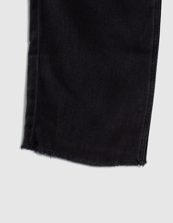 Jean large gris taille haute 7/8e bas frangés Femme