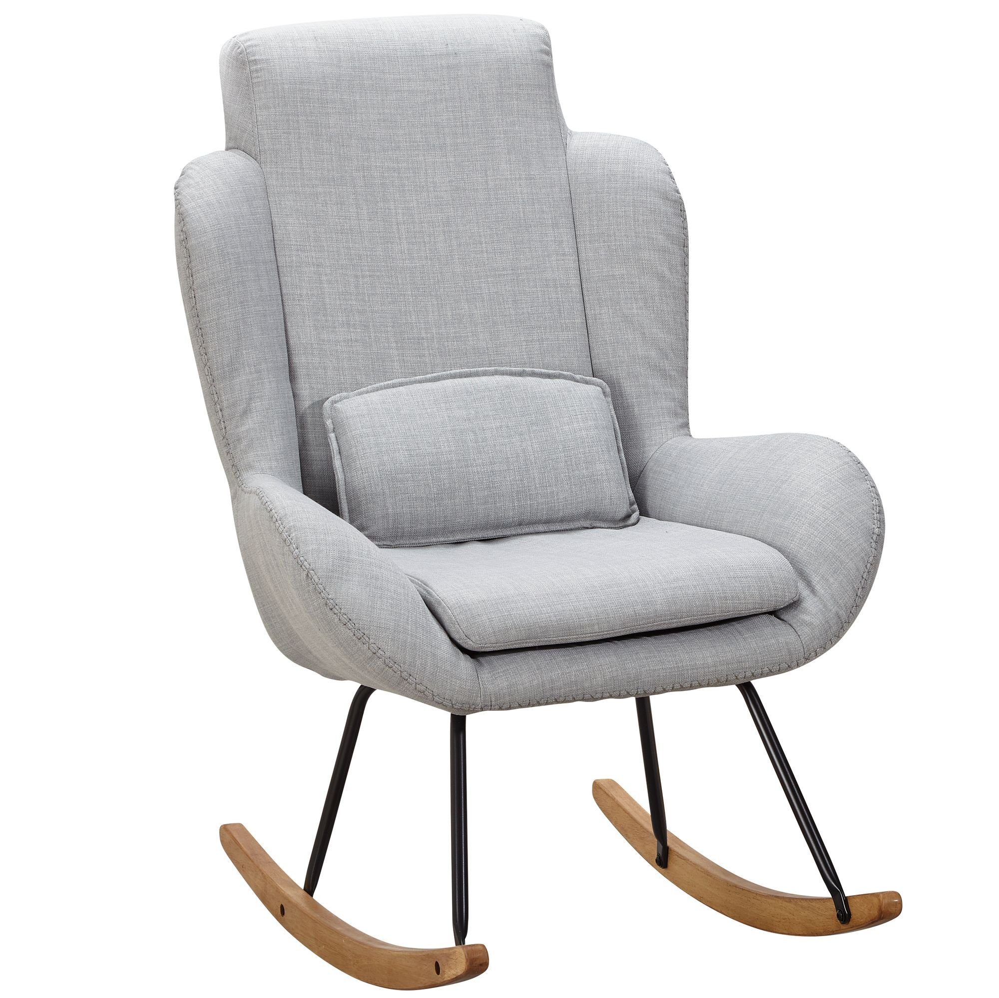 FINEBUY Schaukelstuhl SuVa14311_1 (CAPRI Grau, Stoff Relaxsessel 75 x 110 x 88,5 cm), Schwingsessel Relaxstuhl, Moderner Schwingstuhl