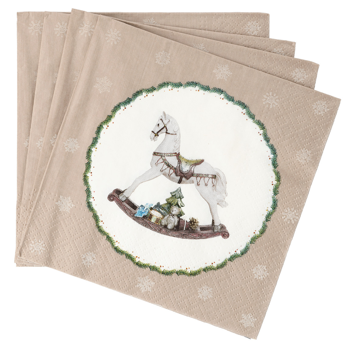 20 Servietten im weihnachtlichen Dessin beige