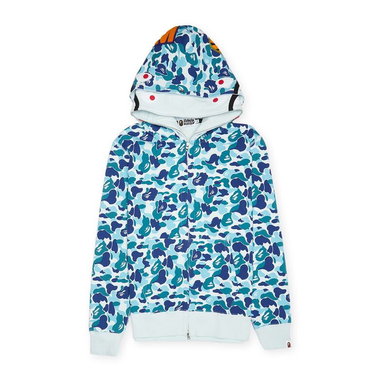 A Bathing Ape Abc Camo Double Shark Full Zip Hoodie blue