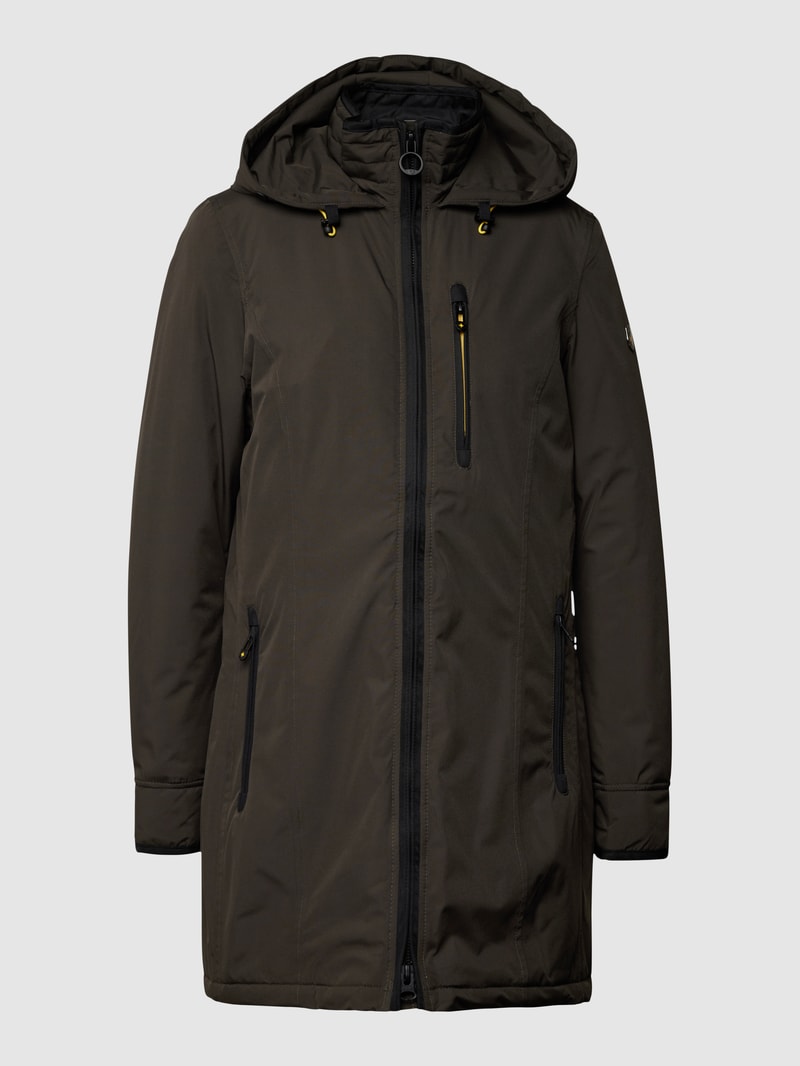 Jacke mit Label-Applikation Modell 'Westwind' in olivgrün