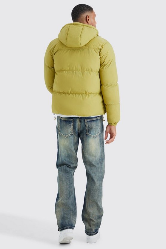 Tall kastige Steppjacke mit Kapuze und Knopfleiste