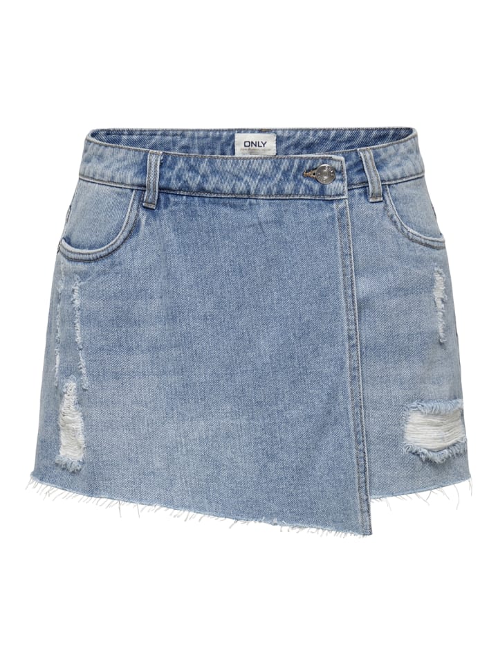 ONLY Trendige Shorts Denim Minirock-Style Knopfleiste in Hellblau günstig kaufen