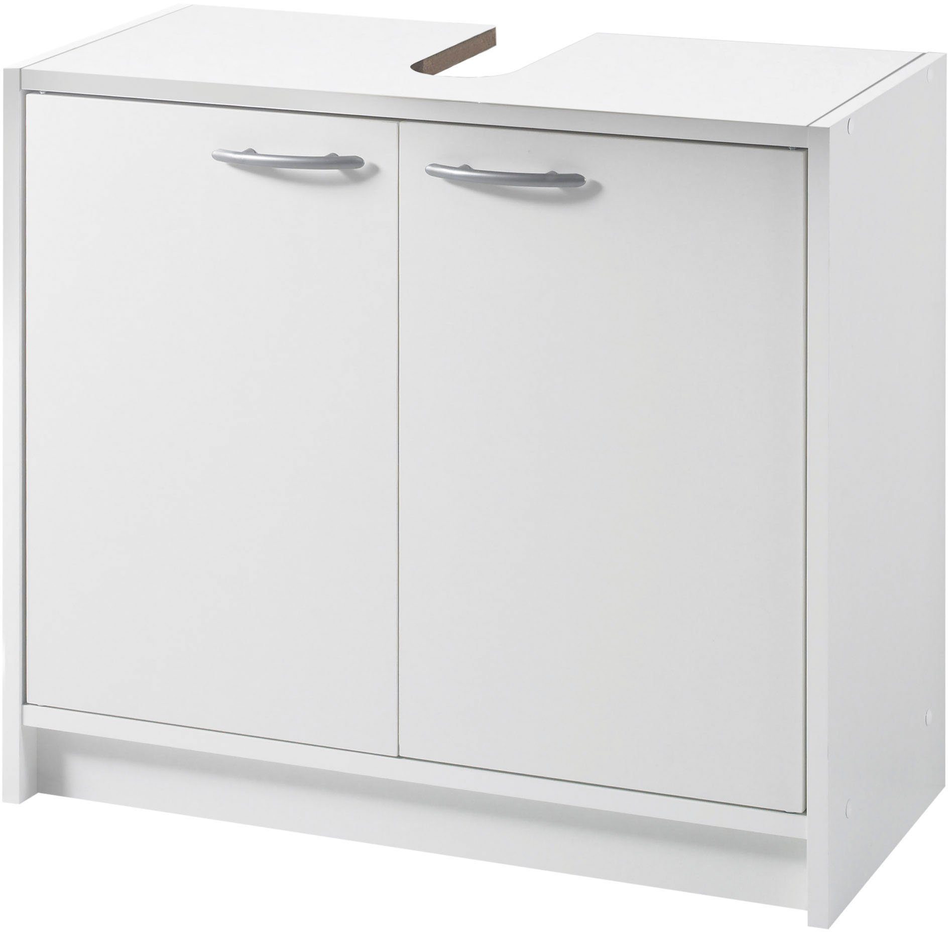 BASIC by Balculina Waschbeckenunterschrank Smash Badschrank Unterschrank WBU (1-St) weiß matt mit Breite 63 cm, Badezimmerschrank mit 2 Türen