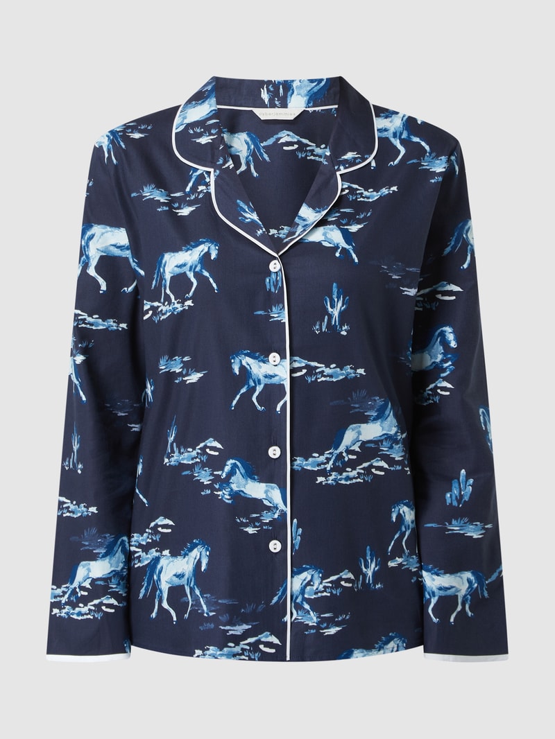 Pyjama-Oberteil aus Baumwoll-Modal-Mix Modell 'Verity' in marineblau