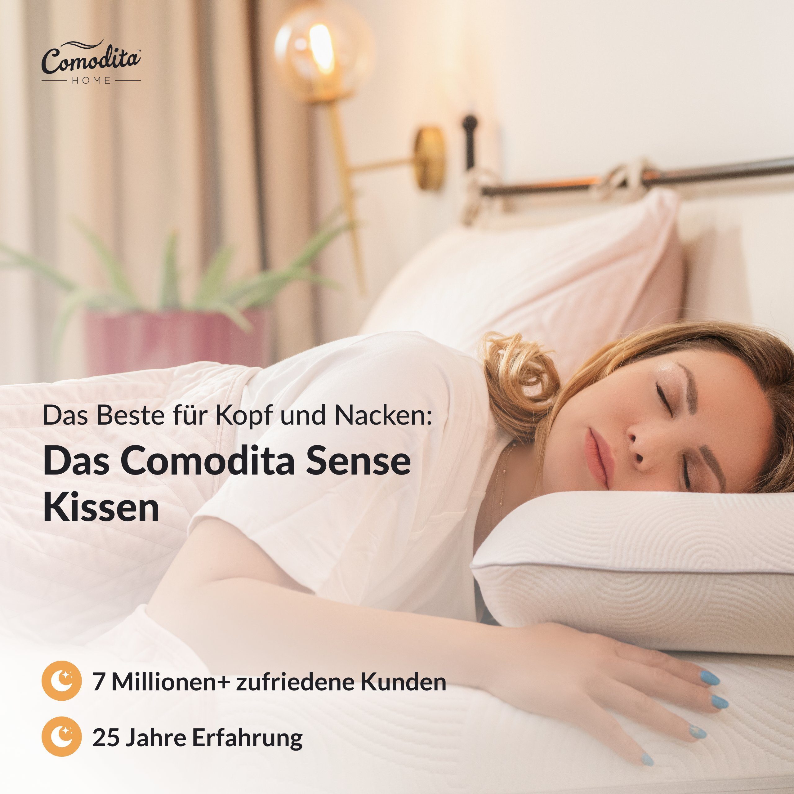 Nackenstützkissen Comodita Sense Air Kissen 40x70 cm, Comodita, Füllung: Memory-Foam-Nackenkissen mit doppelseitiger Nutzung, Seitenschläfer, Rückenschläfer, Bauchschläfer, weißer Bezug, ergonomisches HWS-Kopfkissen