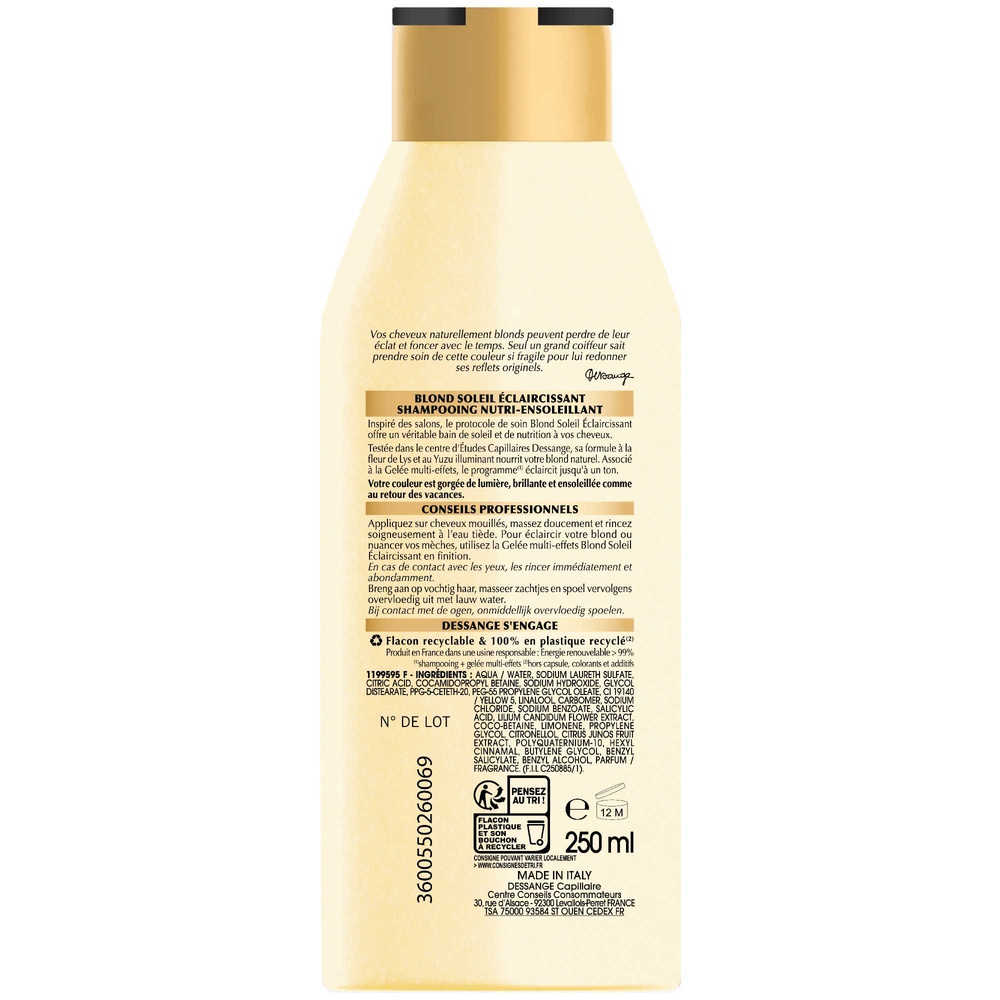 dessange Blond Soleil Eclaircissant Shampooing Nutri-Ensoleillant
