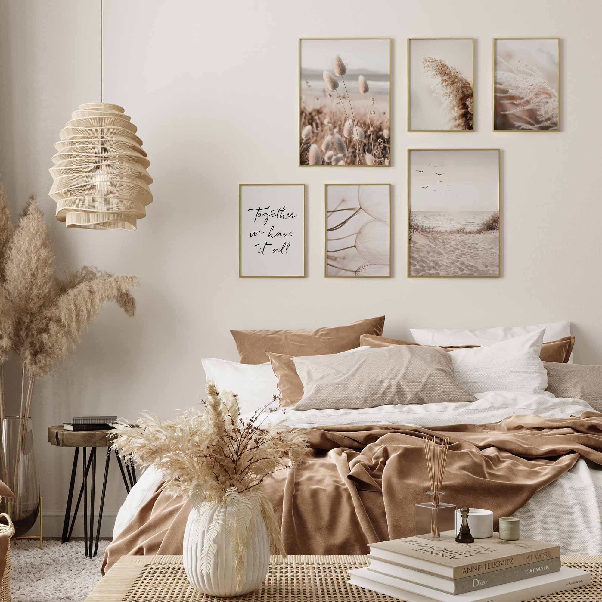 Heimlich Poster Set als Wohnzimmer Deko, Bilder DINA3 & DINA4, Achtsam Beige Strand, Landschaften
