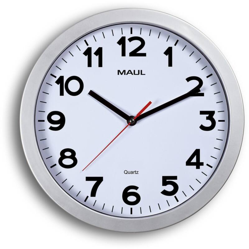Maul MAULstep Analog Wanduhr Silber, Weiß 30 x 30 x 30 x 5 cm