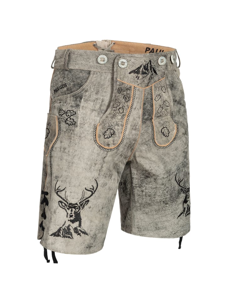 PAULGOS Lederhose Kurz Echtleder HK4 ANTIK in Mitternachtsgrau günstig kaufen