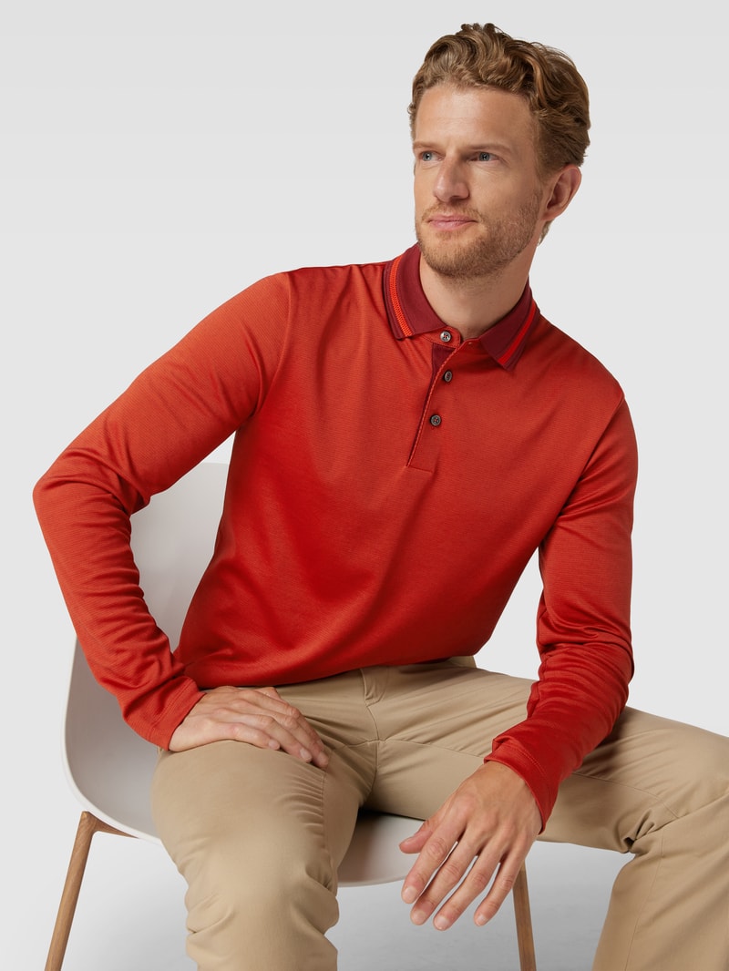 Poloshirt mit Strukturmuster Modell 'Pleins' in bordeaux rot