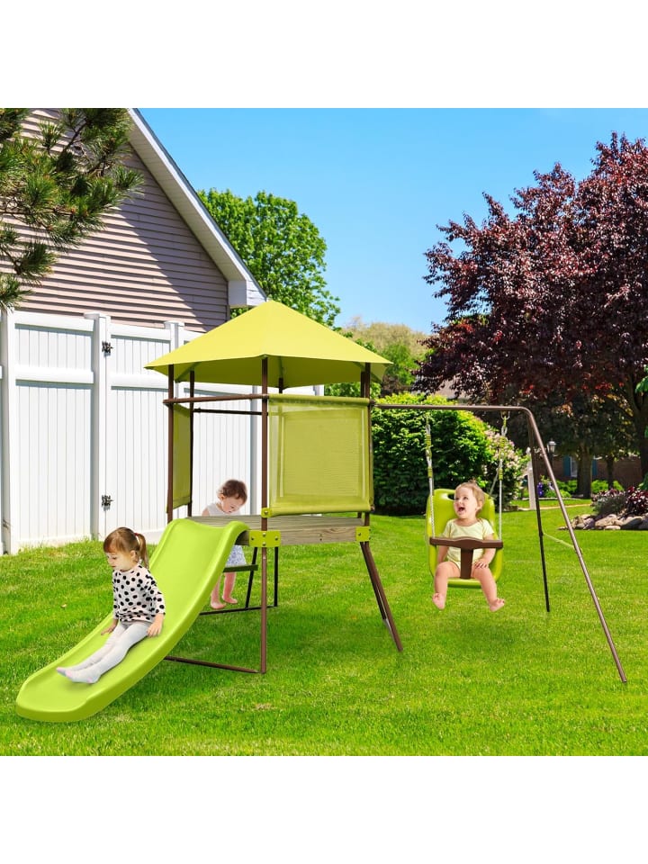 COSTWAY 4-in-1 Spielturm Garten 3-7 Jahre in Grün günstig kaufen onesize