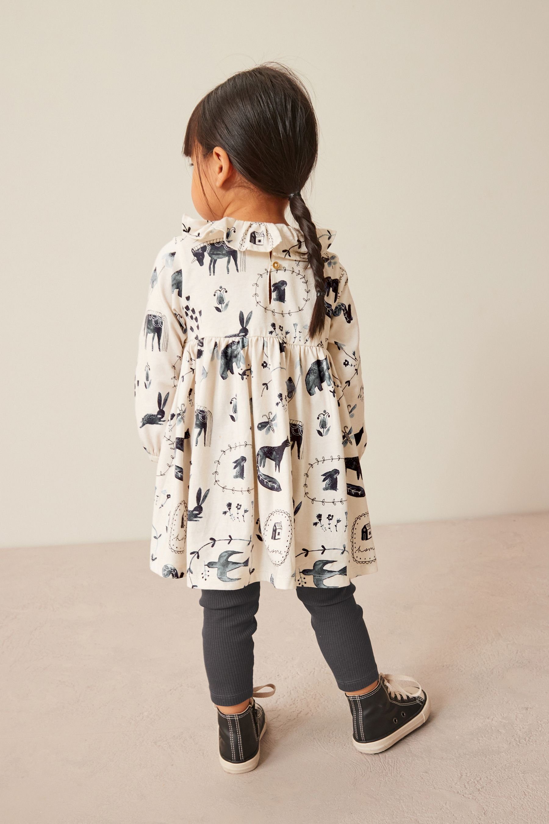 Next Kleid & Leggings Langärmeliges Kleid & Leggings im Set (2-tlg)