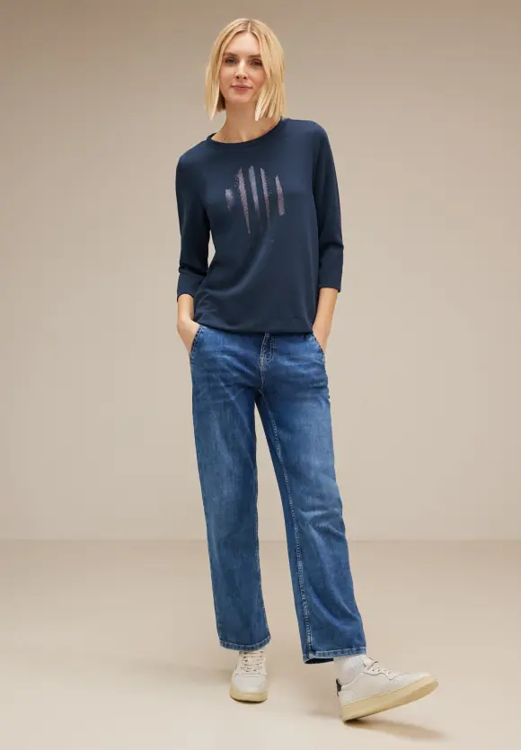 Street One Shirt mit Glitzer-Print