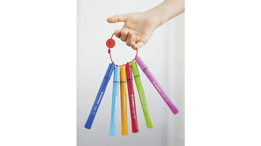 STABILO® Filzstift mit Kappenring - STABILO Cappi - 12er Pack - mit 12 verschiedenen Farben sortiert