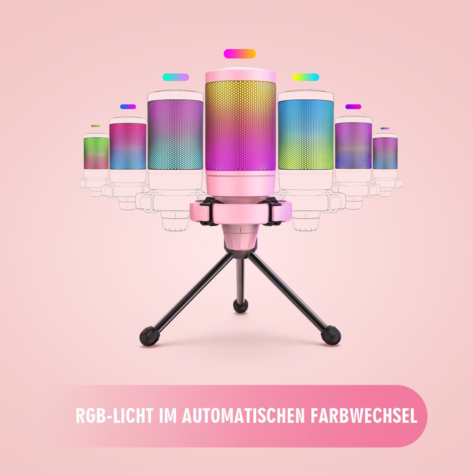 FIFINE Mikrofon USB Mikrofon Streaming RGB Kondensator Mikrofon Gaming