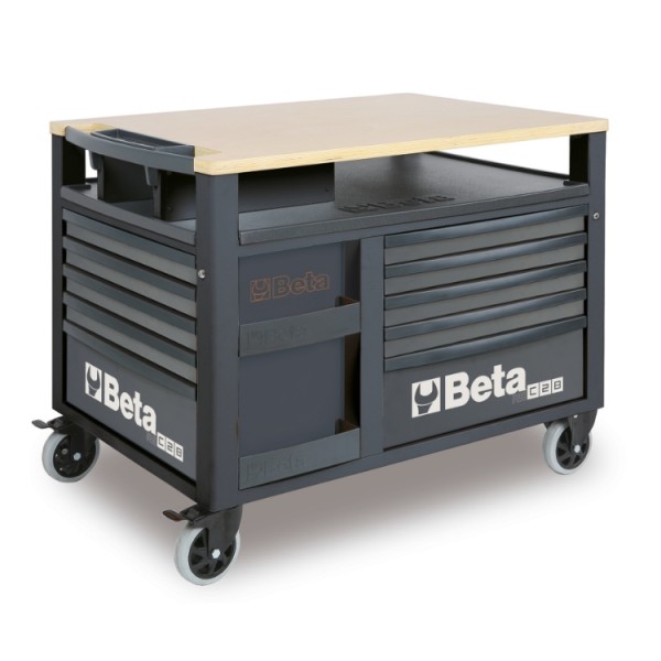 Beta 028003007 SuperTank mobil munkapad fa munkalappal + 10 fiókkal, 588x367 mm - fekete