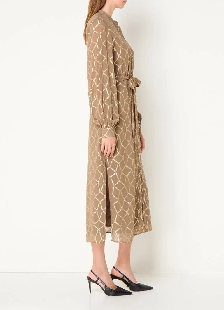 Bruuns Bazaar Luccas midi shirt dress with print and lurex
