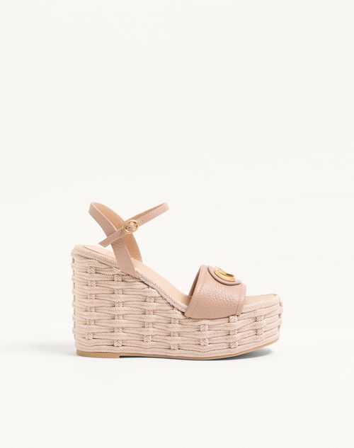 VLogo Signature Wedge Sandal in generfd kalfsleer, 120 mm