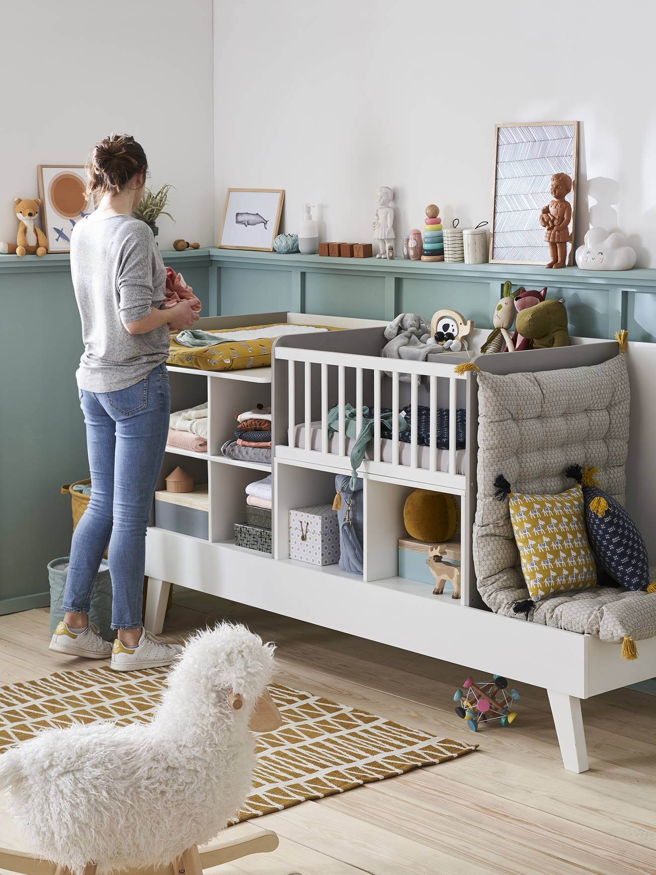 Vertbaudet Kinderzimmer 4-in-1-Kombibett COMBINID, mitwachsend - weiß/natur