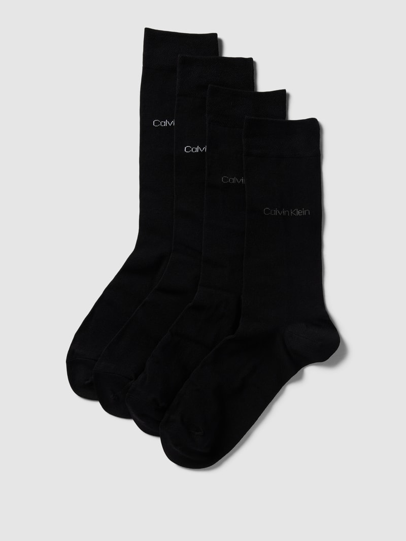 Socken mit Label-Print im 4er-Pack in schwarz