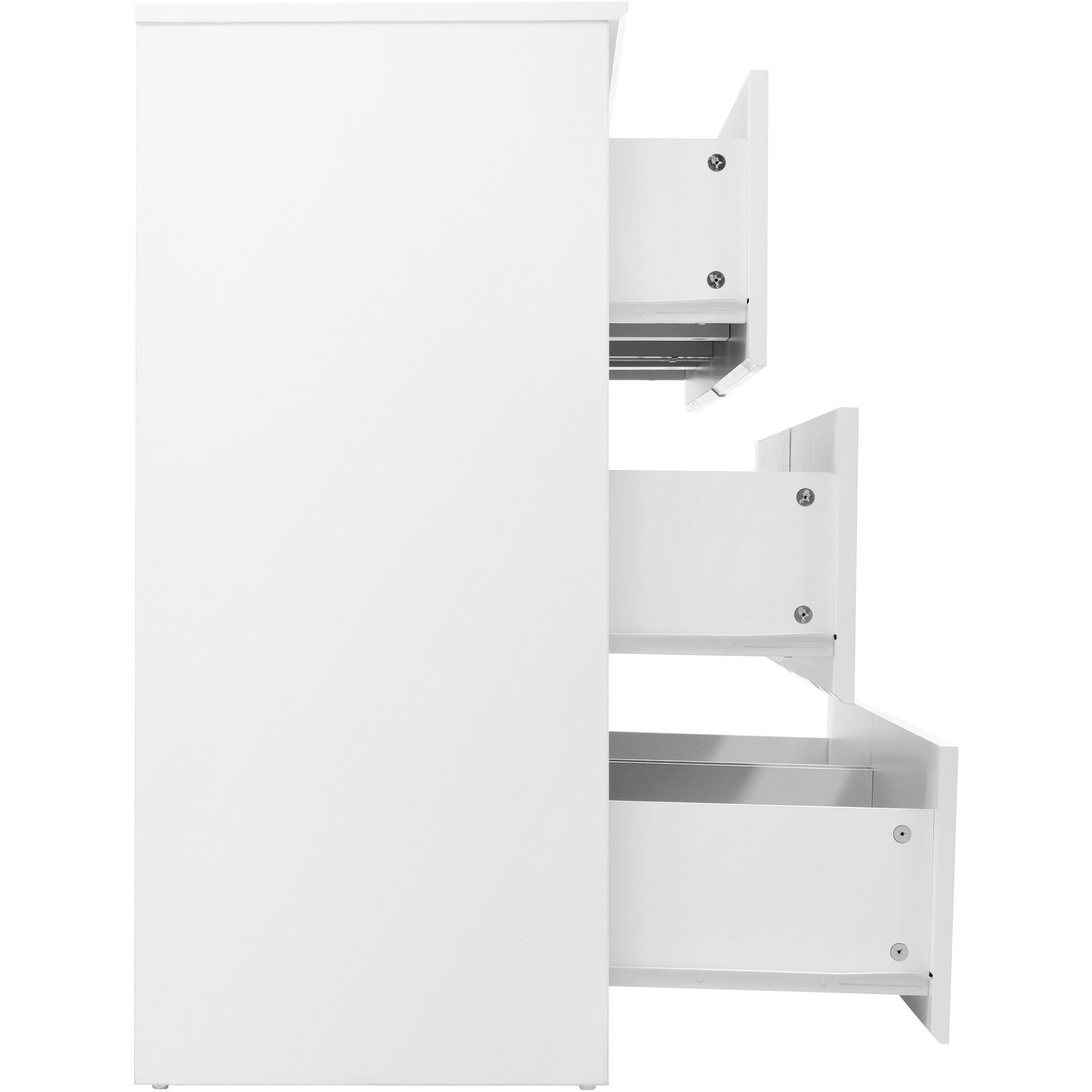 WISHDOR Sideboard Kommode (130CM HochglanzKommode Weiß -B130/T40 /H88cm, Kommode mit 6 Schubladen und LED-Spiegel 60cm), Highboard Weiss Sideboard,für Schlafzimmer & alle Wohnräume
