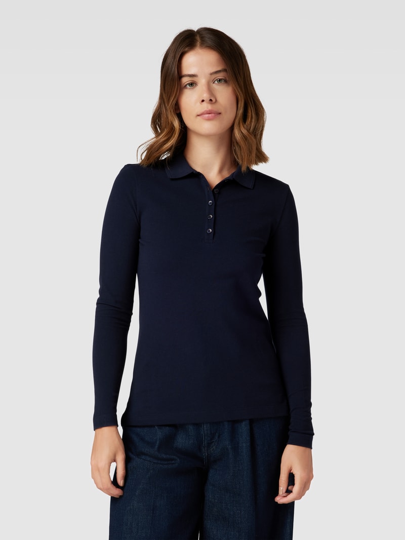 Longsleeve mit Polokragen in dunkelblau