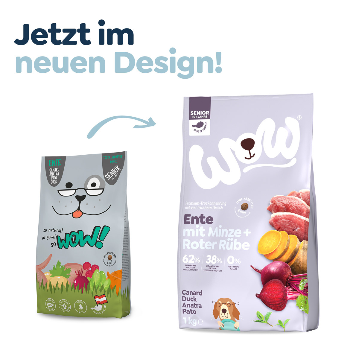 WOW Minis Senior Ente mit Minze und Roter Rübe 1kg bei ZooRoyal