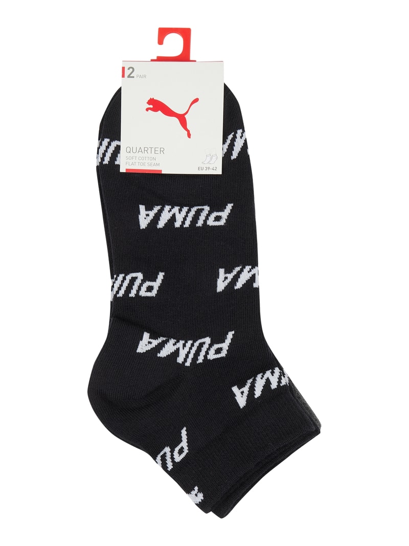 Sneakersocken mit Logo-Muster im 2er-Pack in schwarz