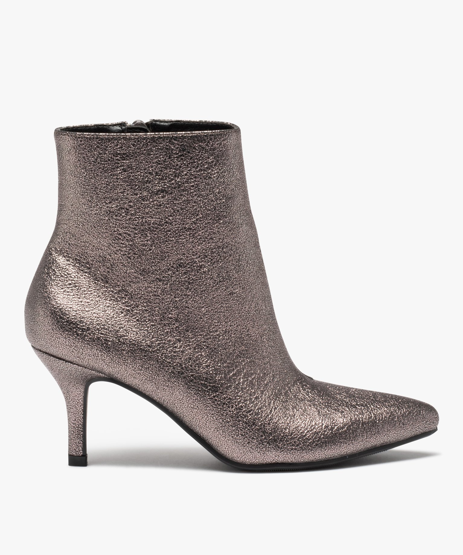 Boots femme à talon en matière métallisée metallise | GEMO