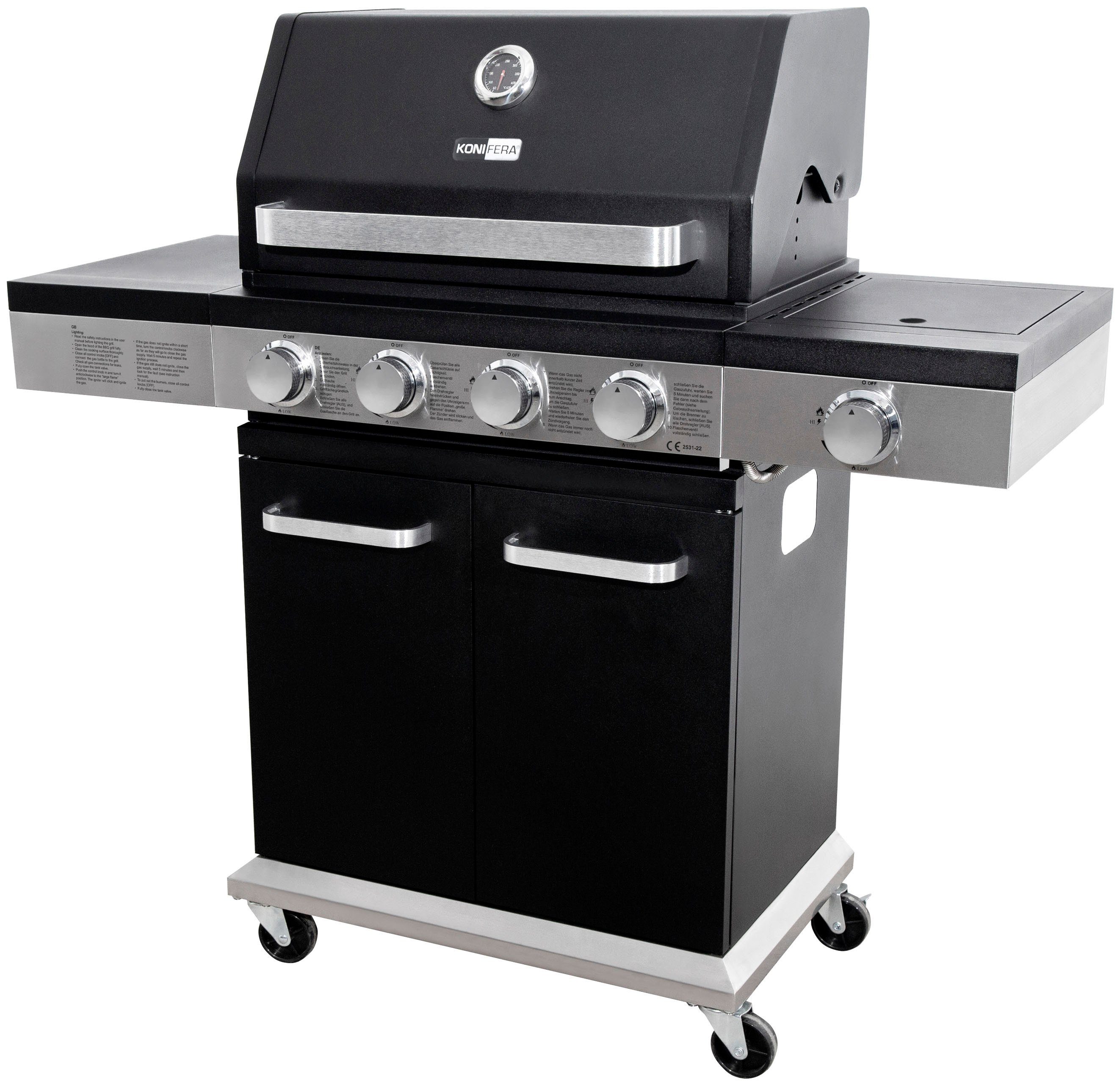 KONIFERA Gasgrill Montreal, BxTxH: 119x47,5x114, 4 Hauptbrenner und 1 Seitenbrenner