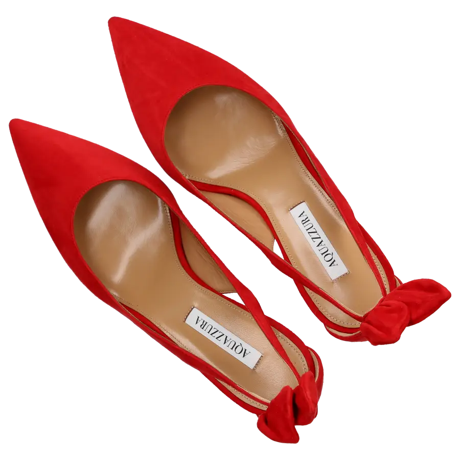 Aquazzura - Pumps BOW TIE 85 Veloursleder - rot