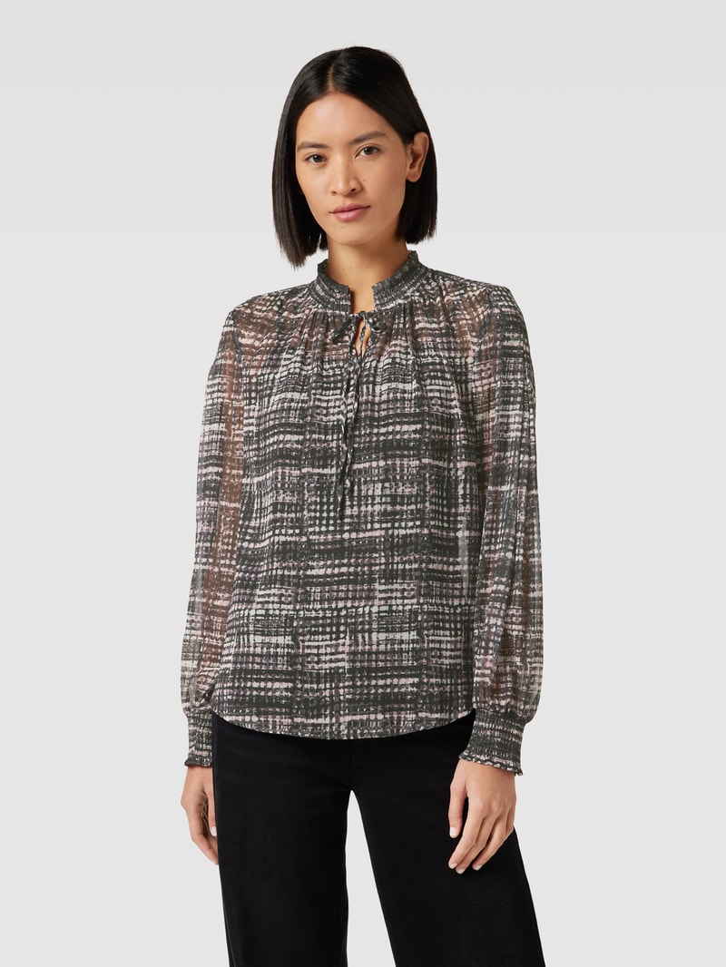 Blusenshirt mit Allover-Muster in schwarz