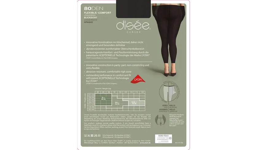 disée Damen Comfort Leggings Curves 80 DEN SCHWARZ