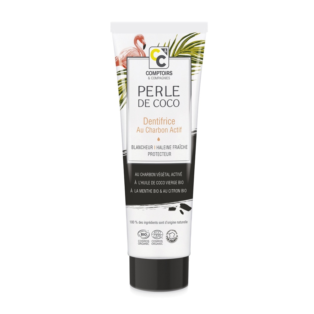 comptoirs et compagnies DENTIFRICE AU CHARBON CERTIFIÉ COSMOS ORGANIC PERLE DE COCO DENTIFRICE