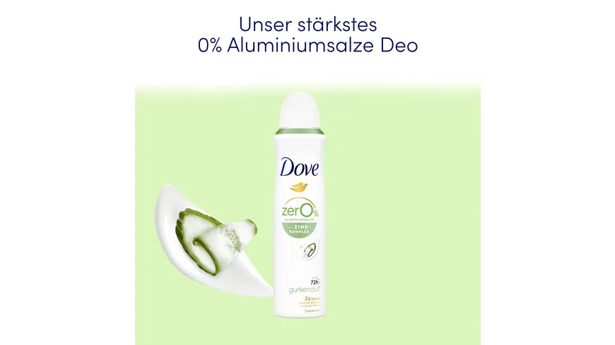 Dove Deodorant-Spray mit Zink-Komplex Gurkenduft 0% Aluminiumsalze 150 ml