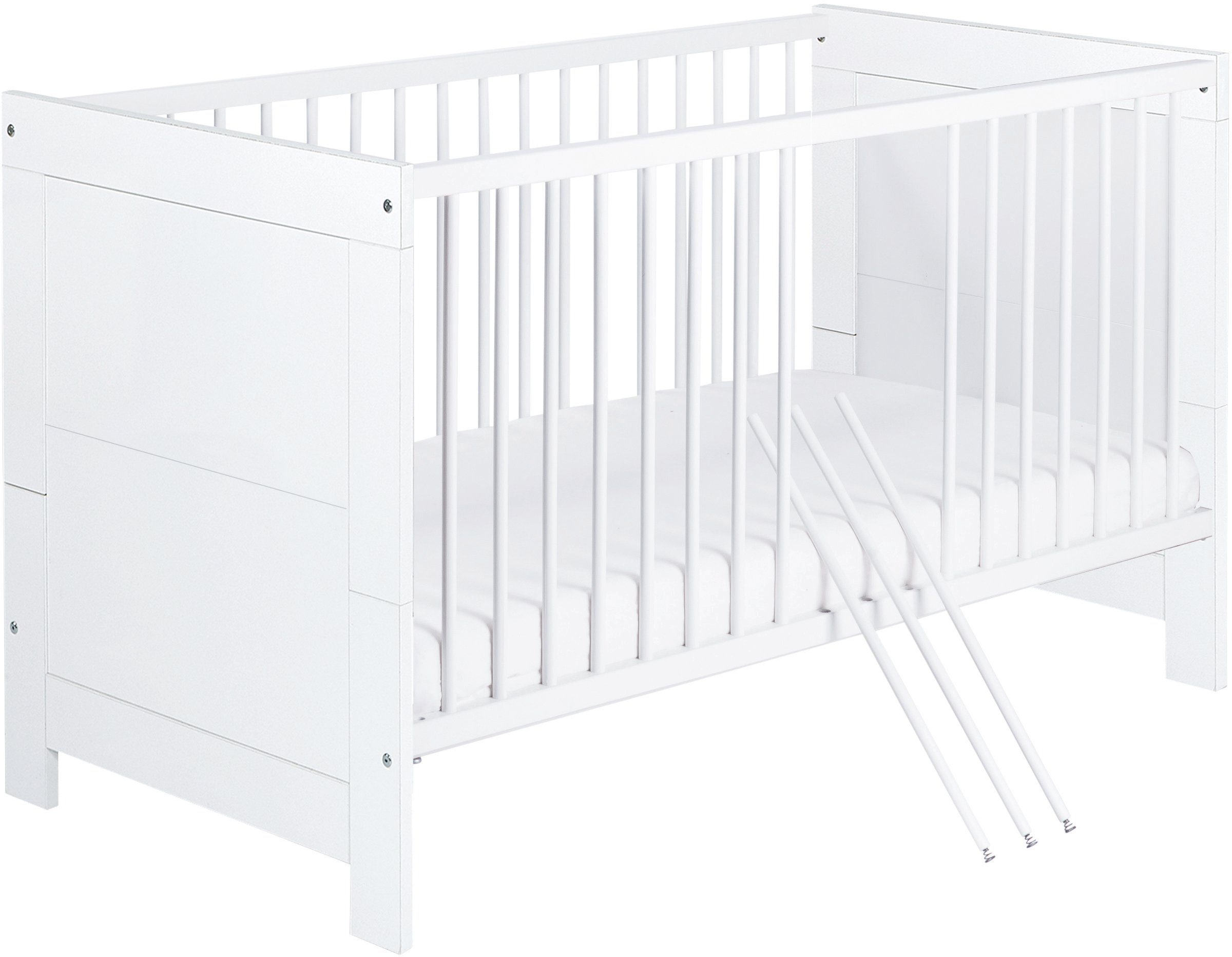 Schardt Babyzimmer-Komplettset Nordic White, (Set, 3-St., Kinderbett, Schrank, Wickelkommode), Made in Germany; mit Kinderbett, Schrank und Wickelkommode