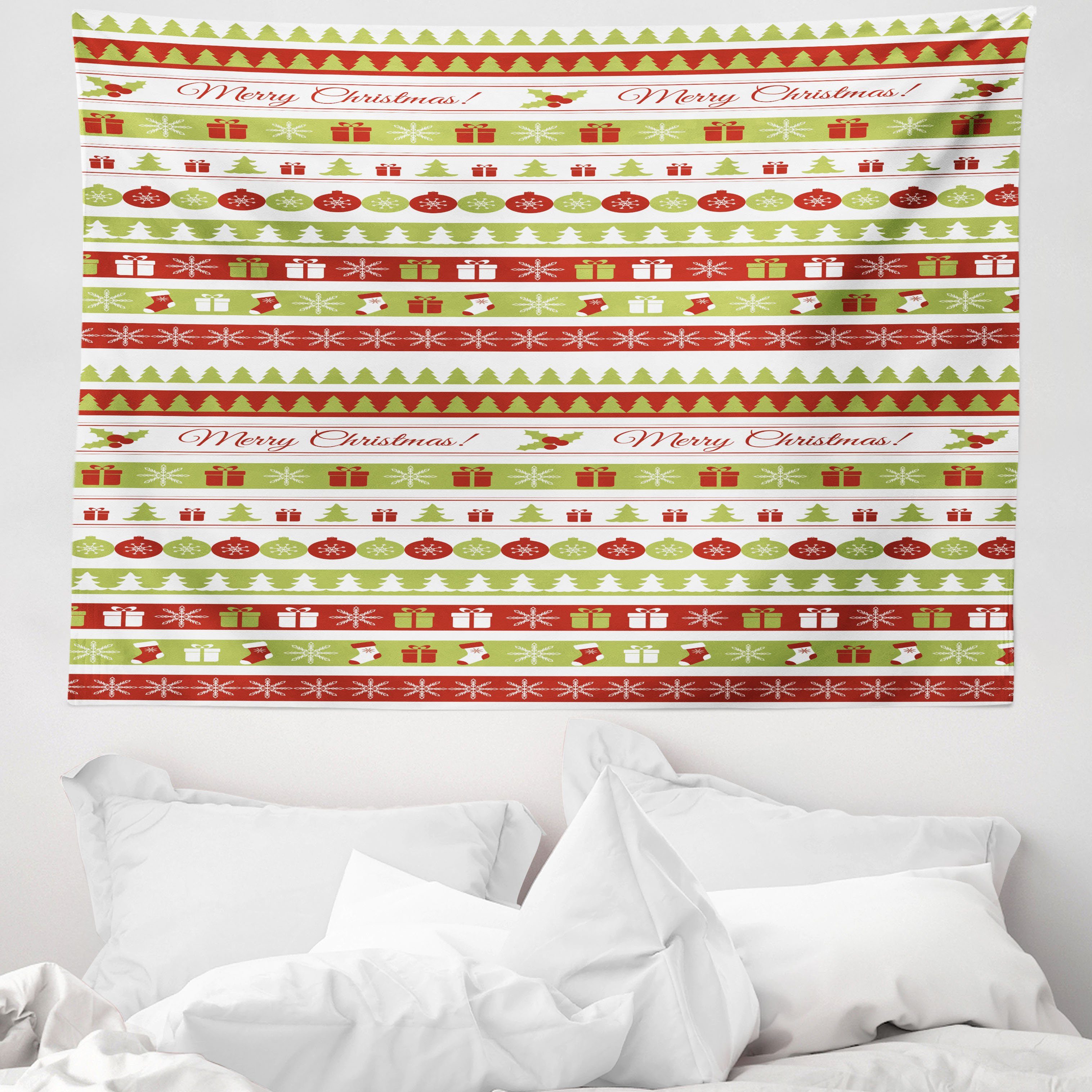 Wandteppich aus Weiches Mikrofaser Stoff Für das Wohn und Schlafzimmer, Abakuhaus, rechteckig, Weihnachten Weihnachten Wörter Ceremony