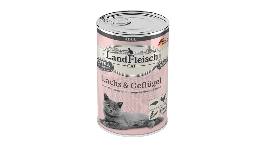 LandFleisch Katzennassfutter Adult Gelee Lachs & Geflügel 400g 400 g
