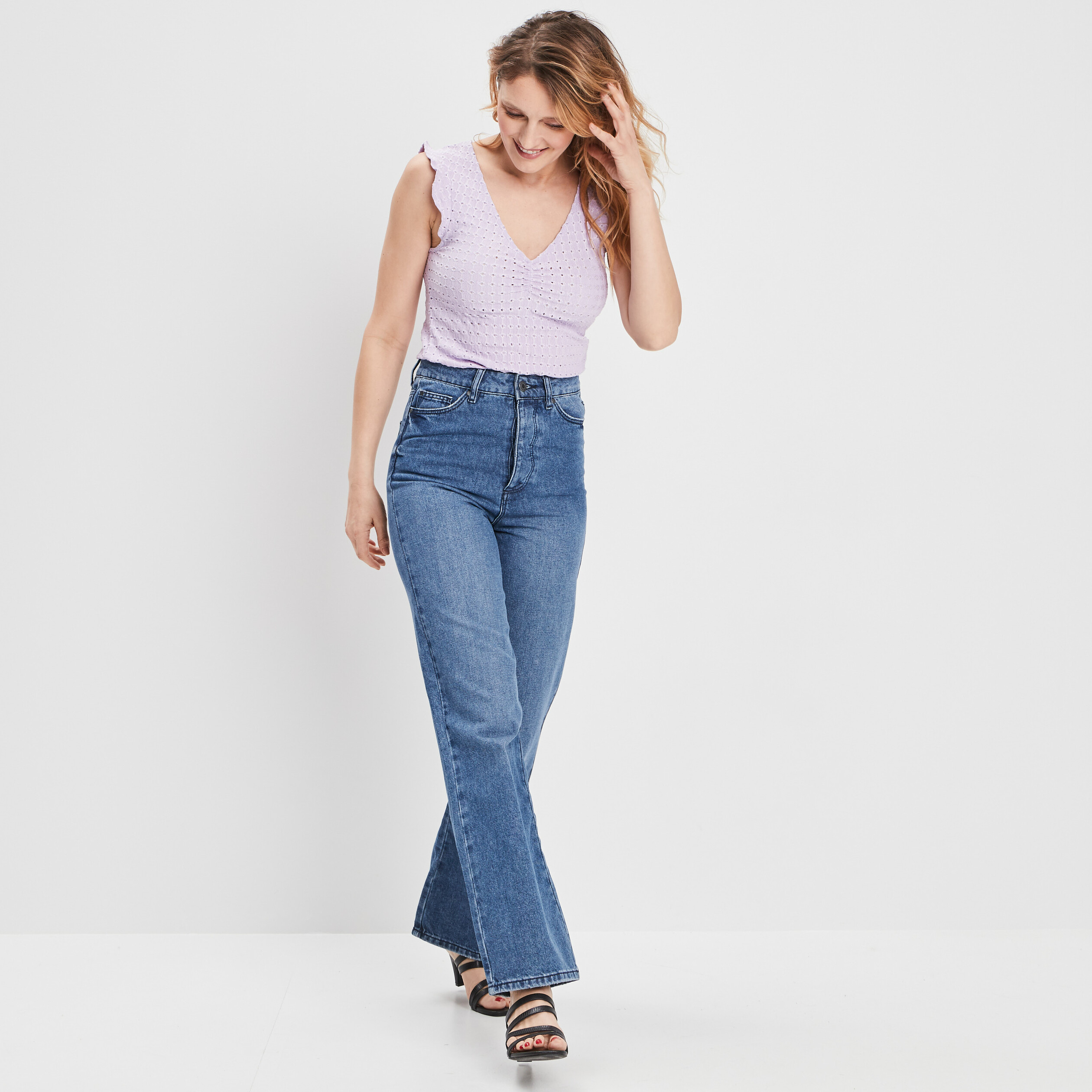 Jeans large denim stone femme | La Halle