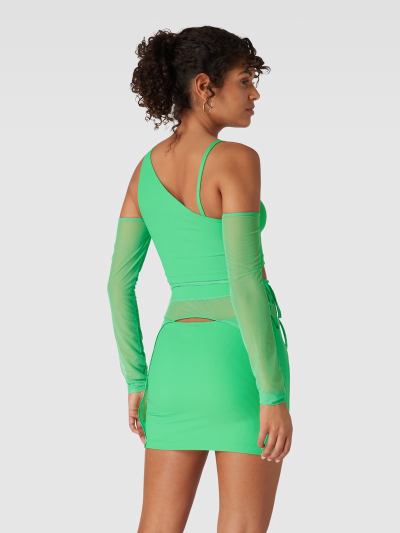 Crop Top mit Logo-Print Modell 'DETAIL MESH' in apfelgrün